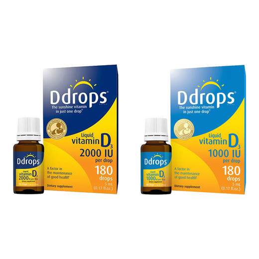  【2000IU/1000IU】加拿大Ddrops成人维生素D3滴剂促进钙吸收 商品图0