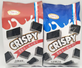 【9元2袋】麦滋小站冰激凌味黑脆夹心威化饼228g（0706582）