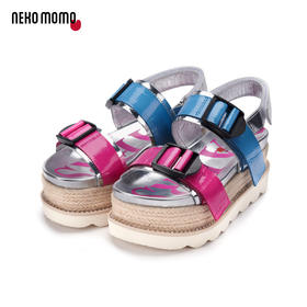 nekomomo2020年夏季新款ins潮牛皮百搭松糕厚底运动风坡跟凉鞋M20BG23751