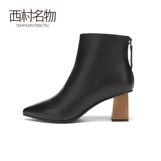 西村名物2020冬季新款短靴羊皮革尖头高跟休闲时尚靴X20DS40521 商品图2