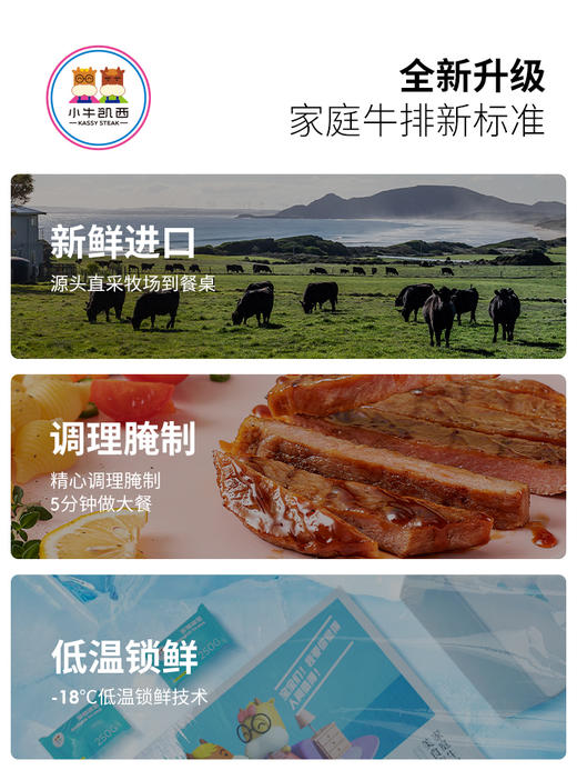 小牛凯西严选进口牛排原切整切菲力眼肉西冷蔬菜汁儿童牛排 商品图3