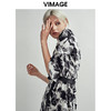 VIMAGE纬漫纪个性印花优雅百搭收腰五分袖连衣裙长裙V1407011D 商品缩略图2