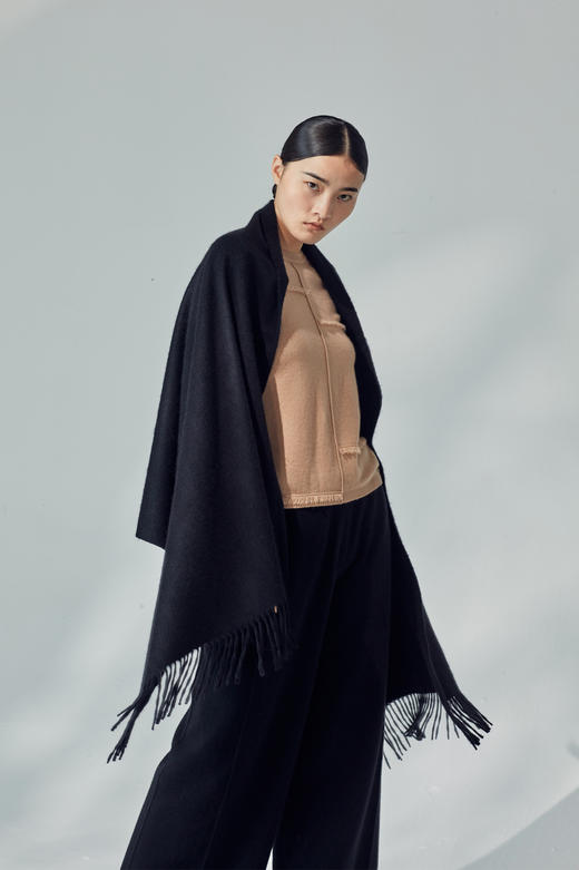 秋冬 水纹羊绒大披肩 SJF92P801N 商品图2