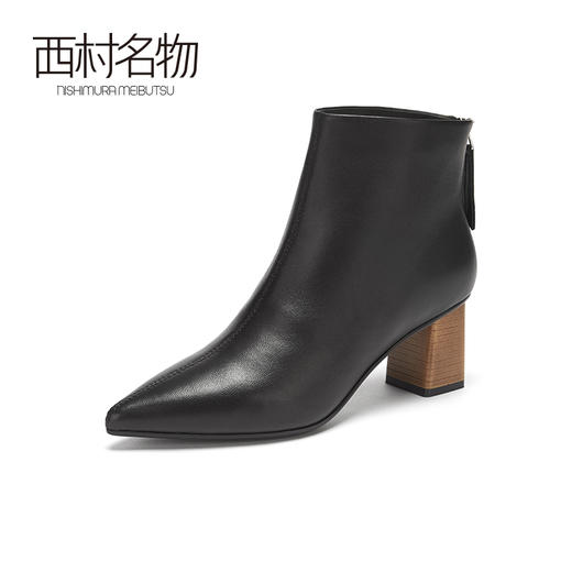 西村名物2020冬季新款短靴羊皮革尖头高跟休闲时尚靴X20DS40521 商品图3