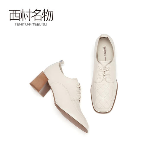 西村名物2020秋季新款羊皮革高跟系带优雅大方气质单鞋女X20CM32161 商品图2