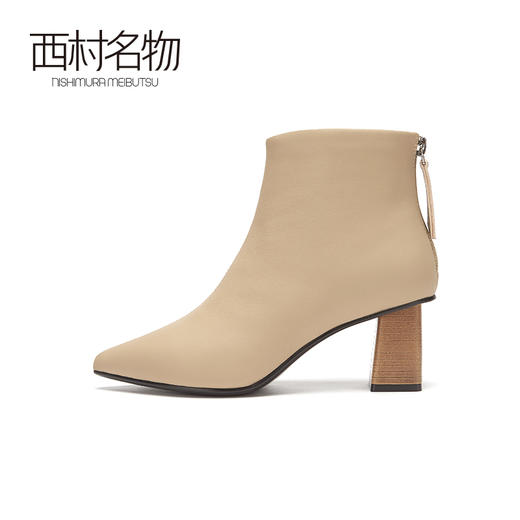 西村名物2020冬季新款短靴羊皮革尖头高跟休闲时尚靴X20DS40521 商品图4