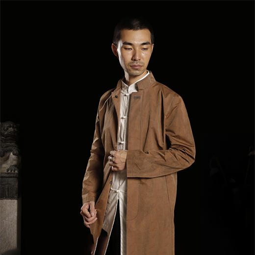 原创男装 新中式香云纱风衣
