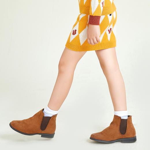 METTE童装中大童女宝针织半裙2020年秋时尚菱形格子撞色包臀短裙 商品图1