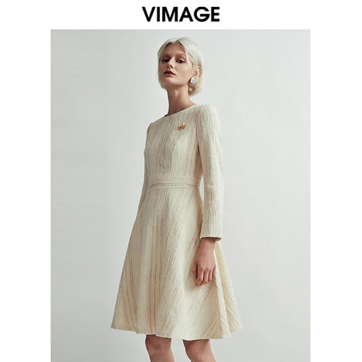 VIMAGE纬漫纪秋款时尚洋气修身收腰百搭A字显瘦连衣裙V1407003D 商品图2