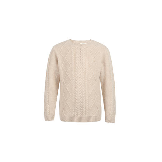 METTE羊绒世家童装中大童男女100%山羊绒衫20秋时尚圆领绞花针织保暖毛衣 商品图9