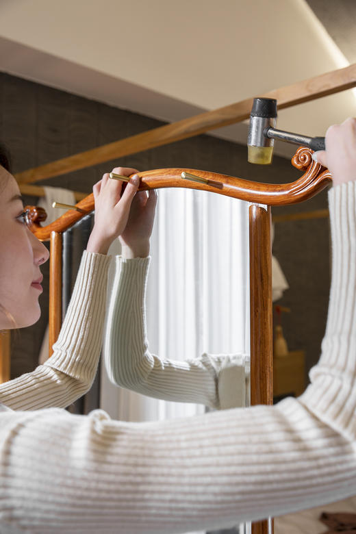 红桥红  家具严选  缅甸花梨（大果紫檀）  【画堂春·如意试衣镜】 商品图7