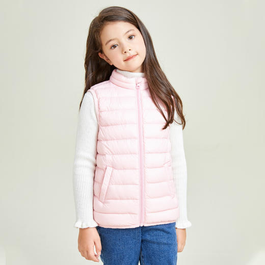 METTE童装轻薄羽绒马甲秋冬男女童保暖背心时尚简约纯色立领外套 商品图1