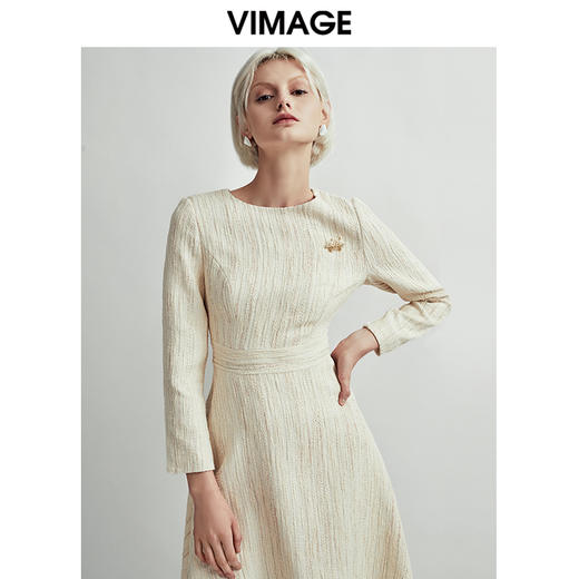 VIMAGE纬漫纪秋款时尚洋气修身收腰百搭A字显瘦连衣裙V1407003D 商品图0