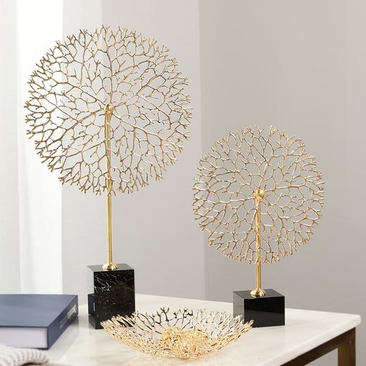 黑水晶方座圆形太阳花摆件（M-058）轻奢客厅电视柜书房玄关摆件 时尚 精品 创意 摆件 商品图1