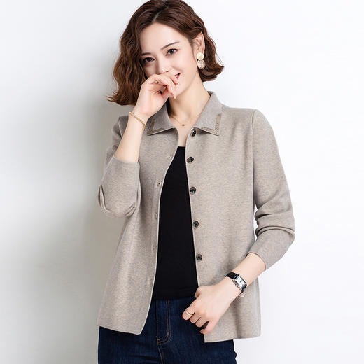 恒源祥针织毛衣外套女开衫加厚短款宽松韩版秋冬百搭羊毛衫女外搭货号