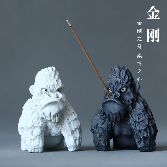 「景德镇全手工捏制陶泥金刚香插」创意摆件 趣味陶瓷香器