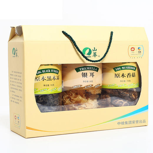 中粮山萃食用菌礼盒3罐装 香菇150g+木耳150g+银耳50g 山珍干货 商品图4