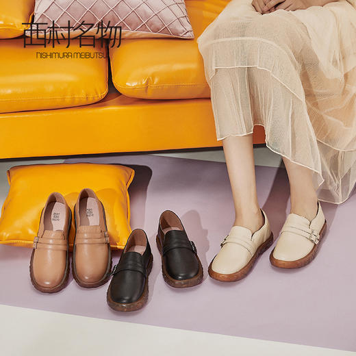 西村名物乐福鞋女英伦风单鞋厚底2020春季新款一脚蹬复古T29CM30031 商品图0
