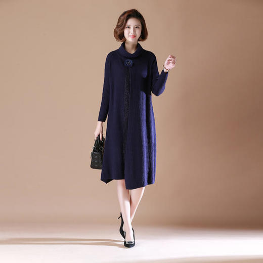 YCE-LM-1197妈妈装纯色大码中长款裙 商品图3