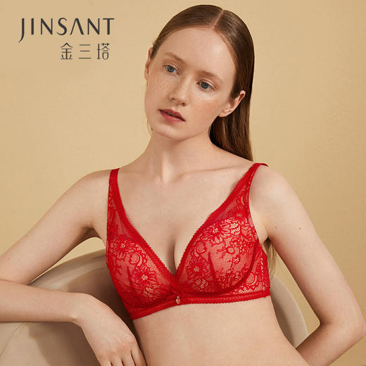 【金三塔】真丝蕾丝美背无钢圈文胸 商品图2