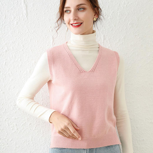 【99元任选2件】针织背心马甲 无袖毛衣 坎肩针织 套头v领 商品图5