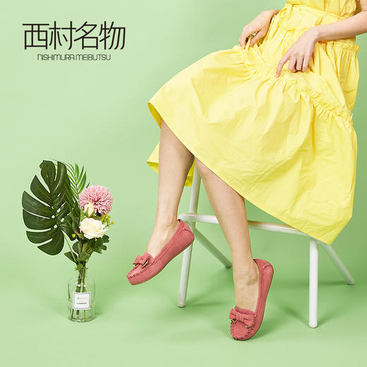 西村名物豆豆鞋女2020春季款真皮乐福鞋浅口平底一脚蹬单鞋T231E28971 商品图3