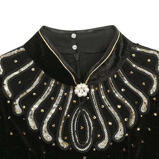 DLQ-A2684轻奢名媛连衣裙女中长款秋冬丝绒中式礼服 商品图2