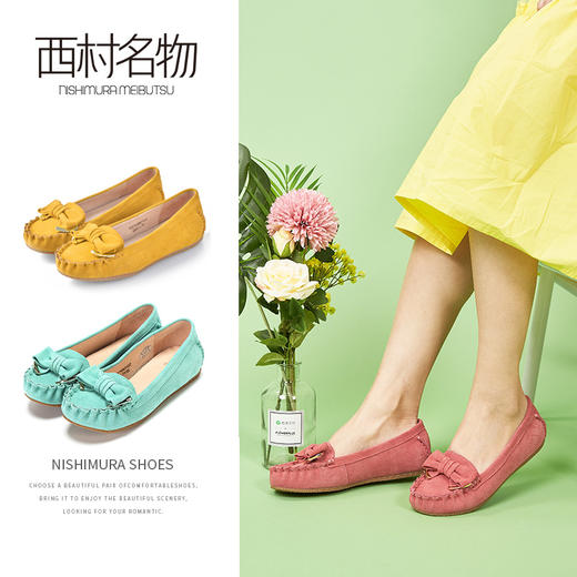 西村名物豆豆鞋女2020春季款真皮乐福鞋浅口平底一脚蹬单鞋T231E28971 商品图2
