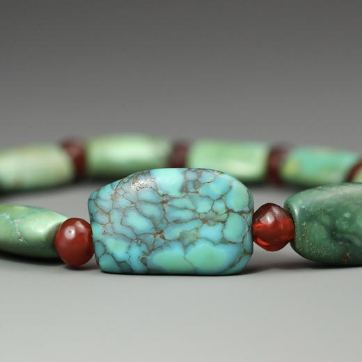 高古绿松石+汉代红玛瑙手串 商品图2