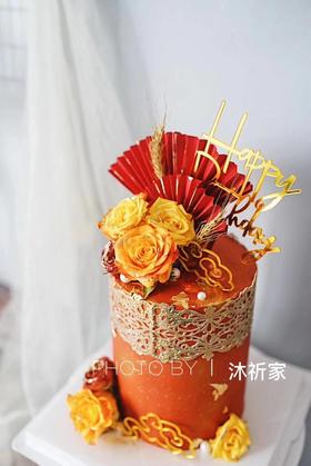 中式蕾丝鲜花蛋糕