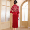 DLQ-A2623中式礼服红色丝绒款妈妈装旗袍裙套装女 商品缩略图1