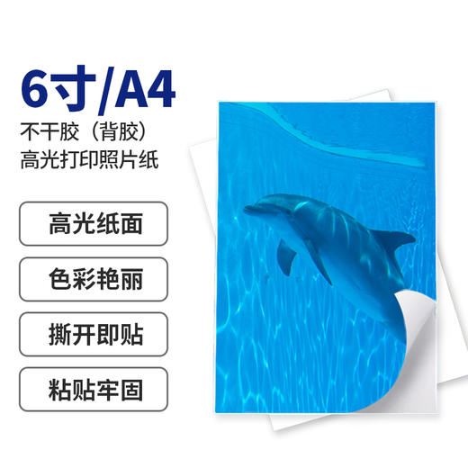小白智慧打印 6寸/A4不干胶（背胶）高光打印照片纸 商品图1