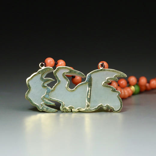 清代和田白玉仙鹤寿桃项链 商品图1