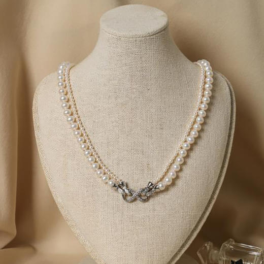 甄珠贝一款多用双排珍珠串链可长可短时尚叠戴搭配复古风项链