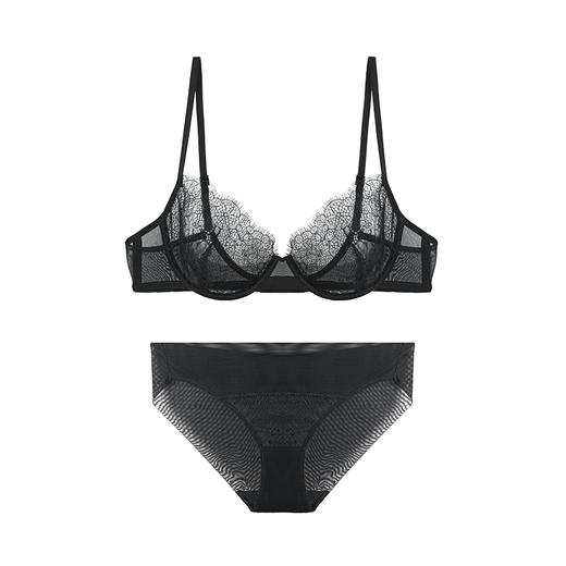 Her Senses｜生长 02-B014-YN- 睫毛蕾丝3/4杯钢圈  [ 黑 / 灰绿 ] 商品图5