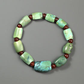 高古绿松石+汉代红玛瑙手串