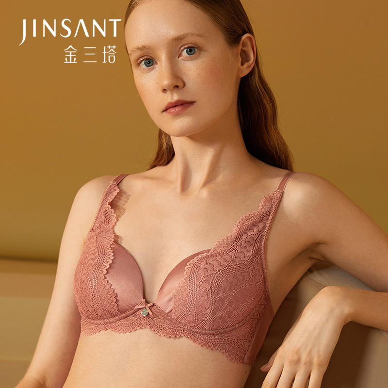【金三塔】真丝蕾丝美背无钢圈文胸