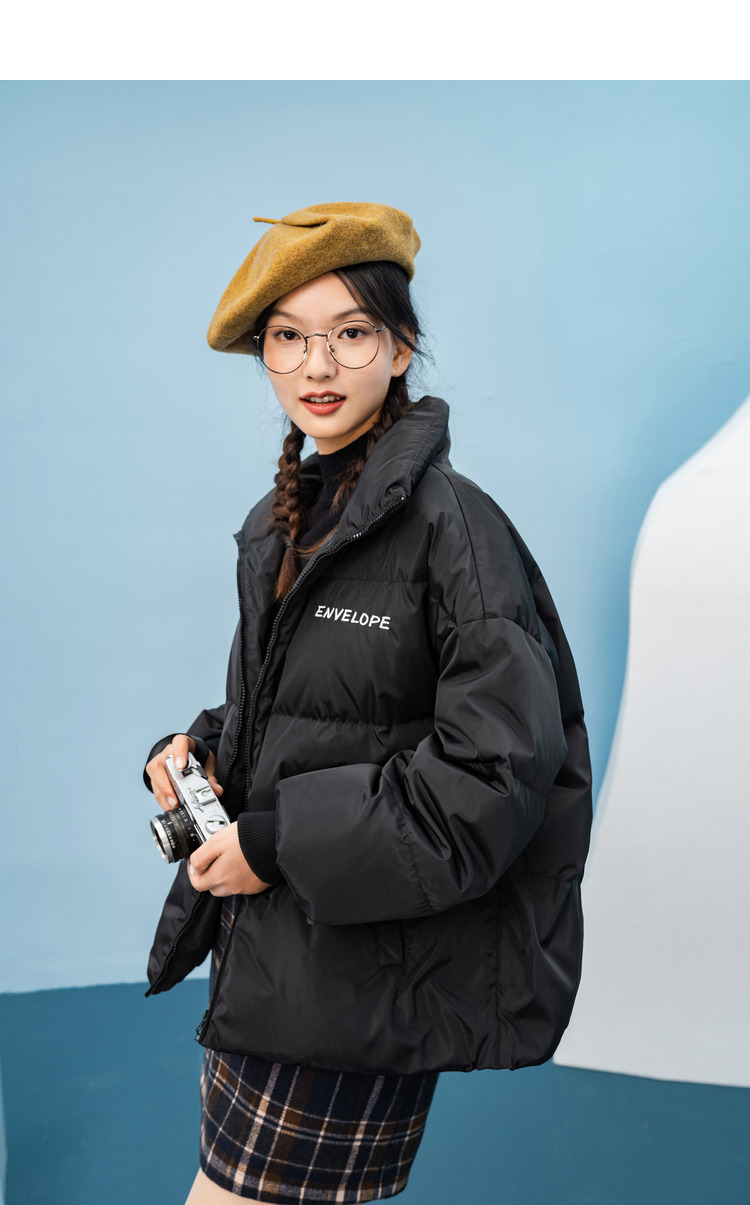 茵曼羽绒服女短款2020年冬新款立领保暖时尚小个子白鸭绒印花外套