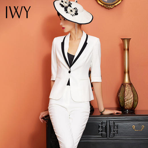 IWY/白色五分袖西装九分长裤套装CP925 商品图1