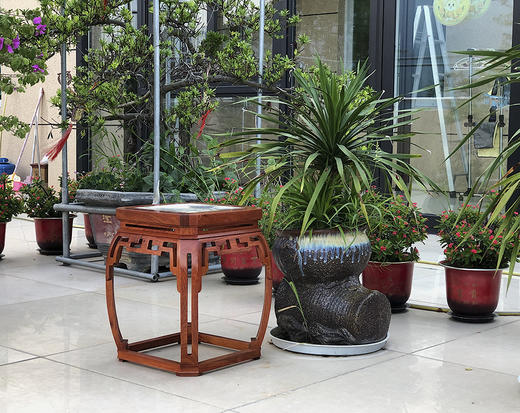 红桥红  家具严选  缅甸花梨（大果紫檀）  【云石面 35 仿故宫文竹方凳】 商品图2