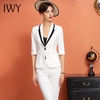 IWY/白色五分袖西装九分长裤套装CP925 商品缩略图0