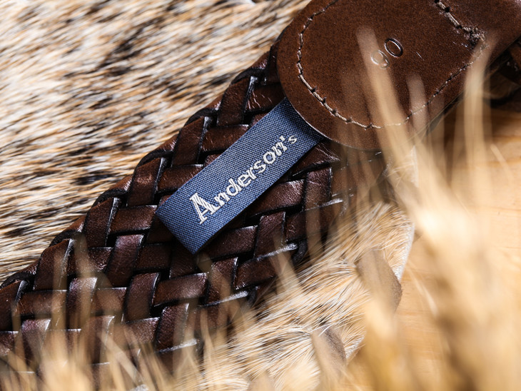 andersons 男士双面编织手工皮带 深棕色