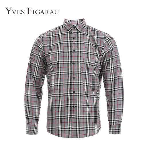 YvesFigarau伊夫·费嘉罗秋冬新款商务休闲格纹舒适抗皱长袖衬衫902360 商品图1