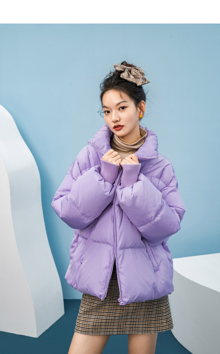 茵曼羽绒服女短款2020年冬新款立领保暖时尚小个子白鸭绒印花外套