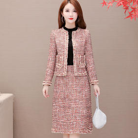 YWE-JMYS91808小香风外套气质长袖打底裙时尚两件套