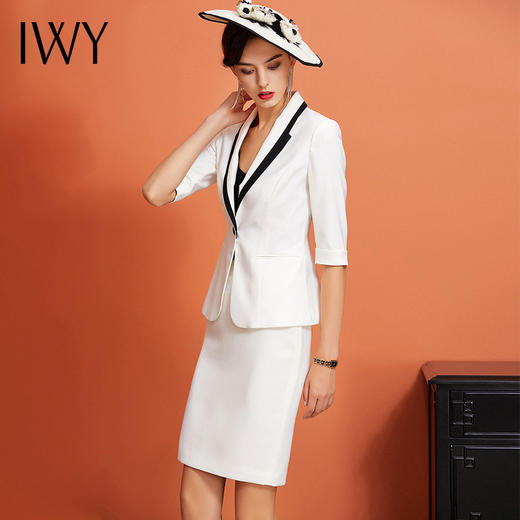 IWY/白色五分袖西装半裙套装CS925 商品图2