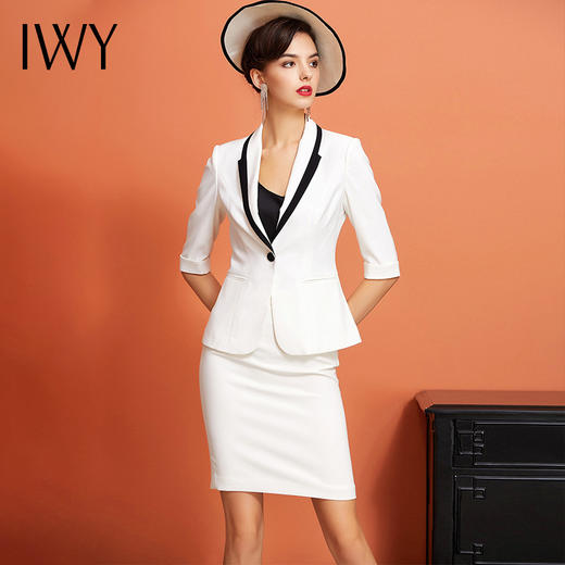 IWY/白色五分袖西装半裙套装CS925 商品图1