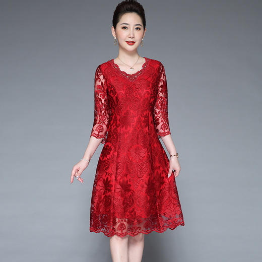 DYSL-Q5446网纱绣花大码妈妈装高贵气质婚宴喜婆婆连衣裙 商品图0
