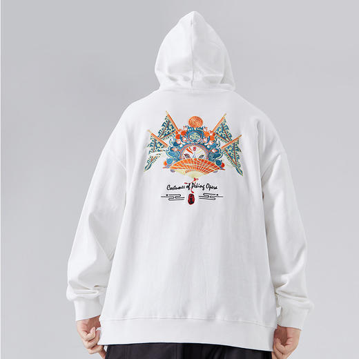 中国风国潮秋季新款宽松京剧脸谱刺绣连帽卫衣男学生国潮帽衫外套 商品图2