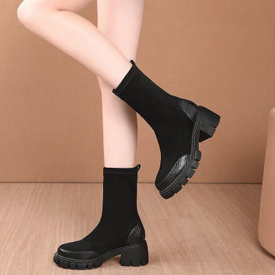 OLD 844 真皮正品马丁靴女英伦风2020年新款冬季绒里厚底增高切尔西短靴女春秋单靴 商品图1